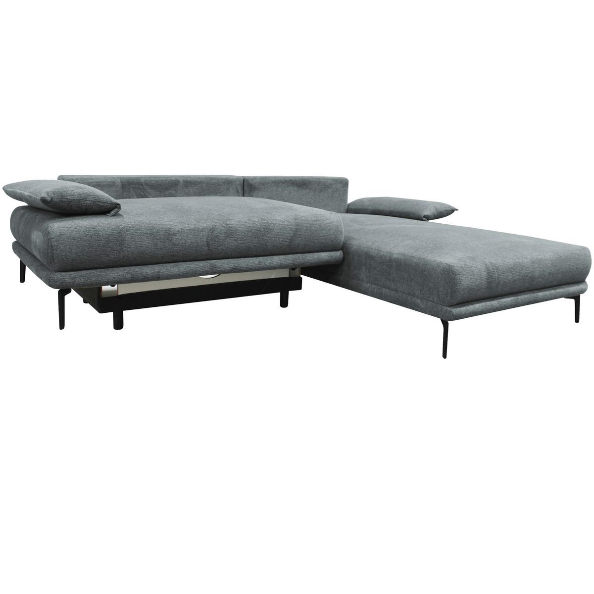 Ecksofa mit Bettkasten Lagacy 260x192 cm Webstoff Grau - Schwarz/Grau, Design, Textil (260/192cm) - MID.YOU