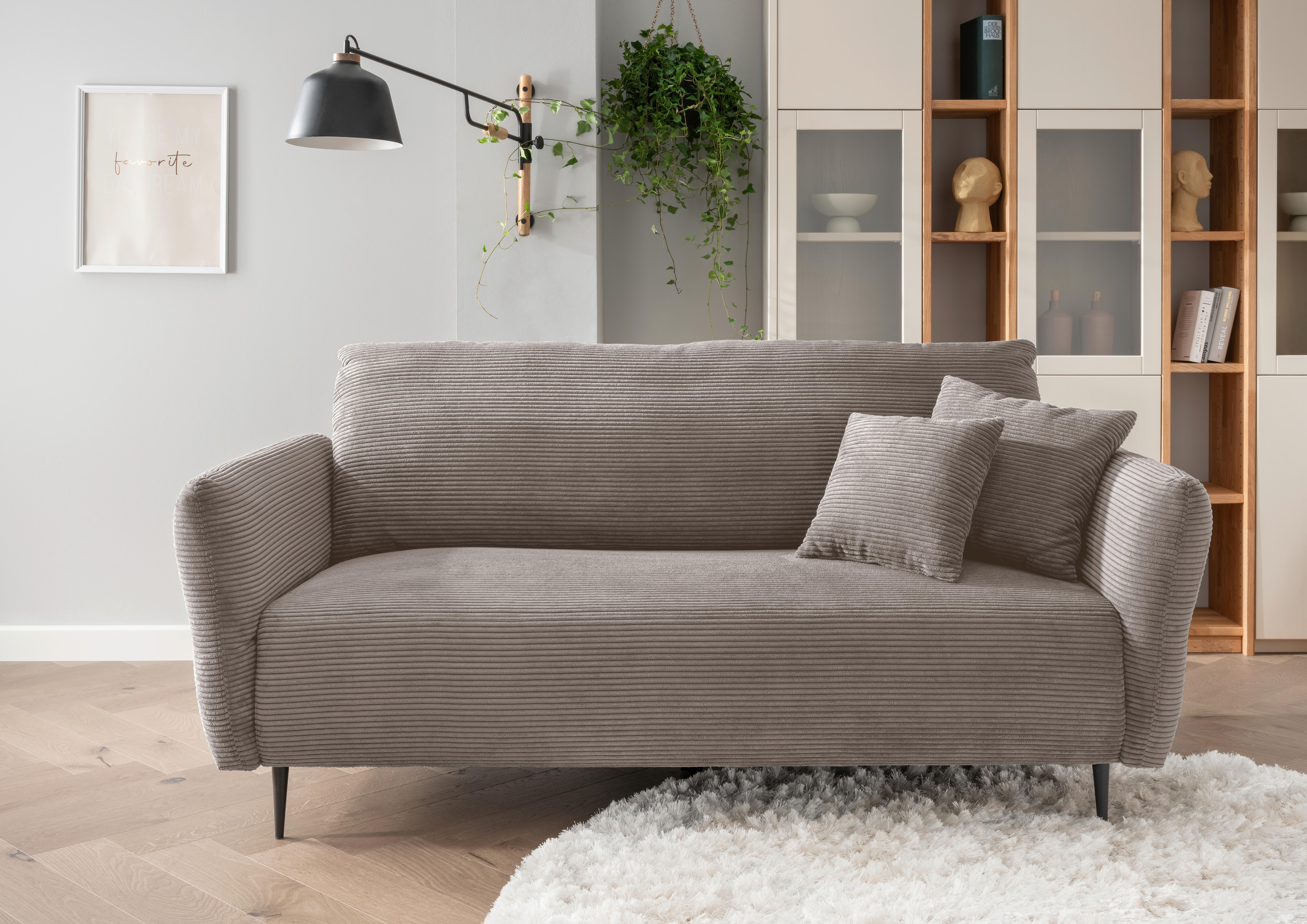3-Sitzer-Sofa Vanilla Graubraun - Graubraun/Schwarz, Design, Textil (201/97/102cm) - Livetastic