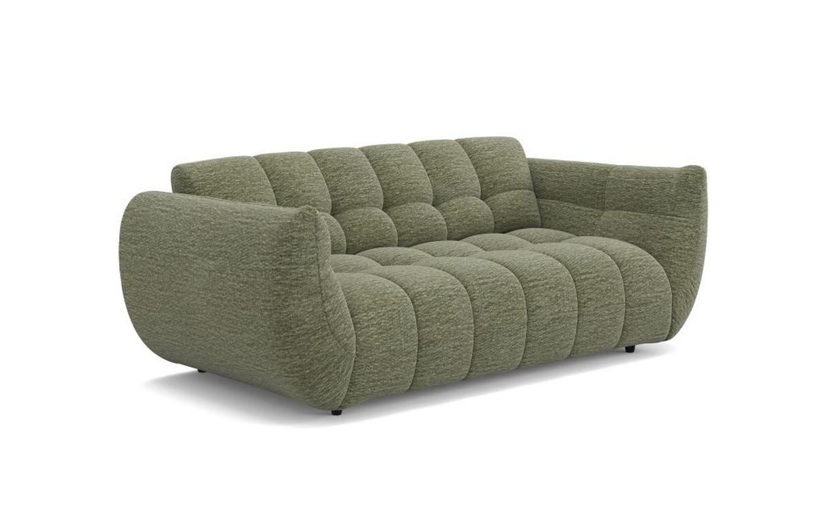 Velká pohovka PANDA, olivově zelená žinylka - černá/olivově zelená, Trend, textil/plast (218/81/104cm)