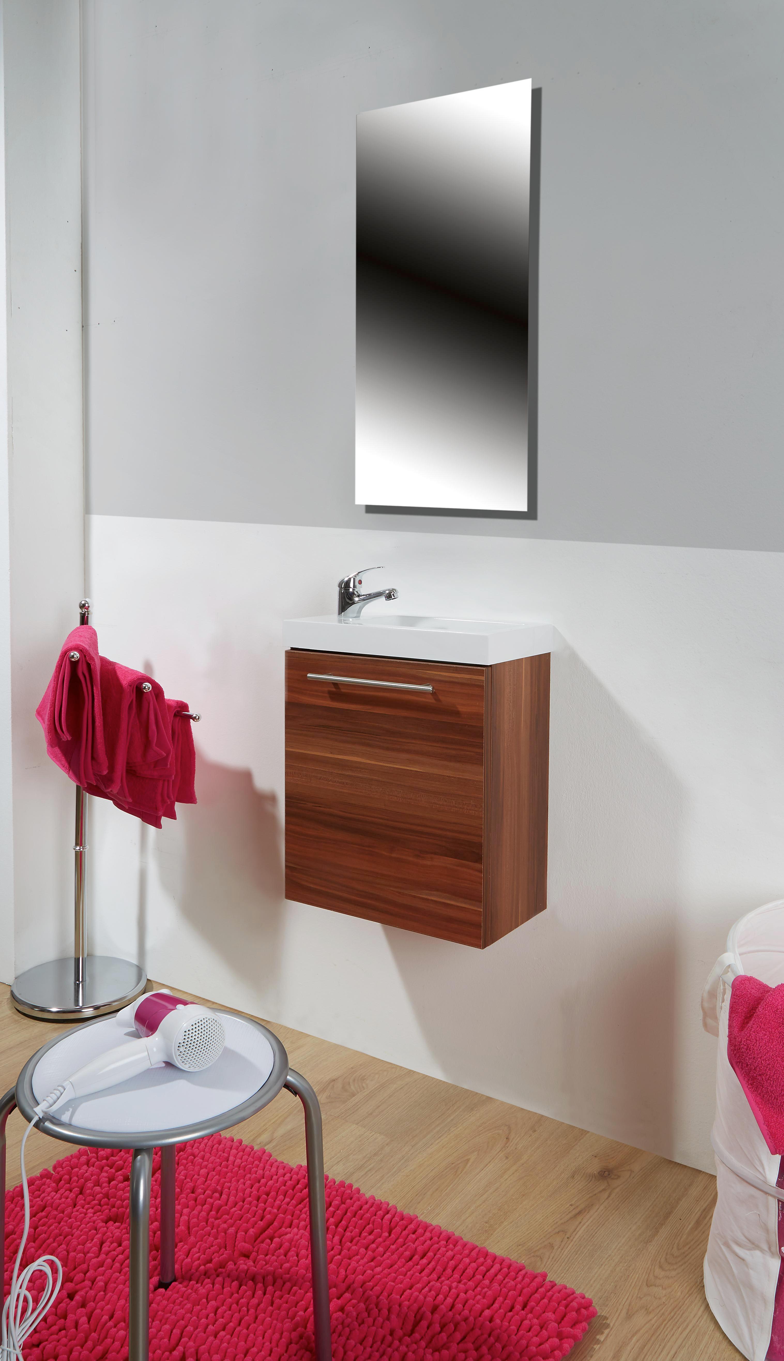 Waschbecken mit Unterschrank Fantasy B: 40 cm Nuss Dekor - Nussbaumfarben, MODERN, Holzwerkstoff/Stein (40/49/22cm)