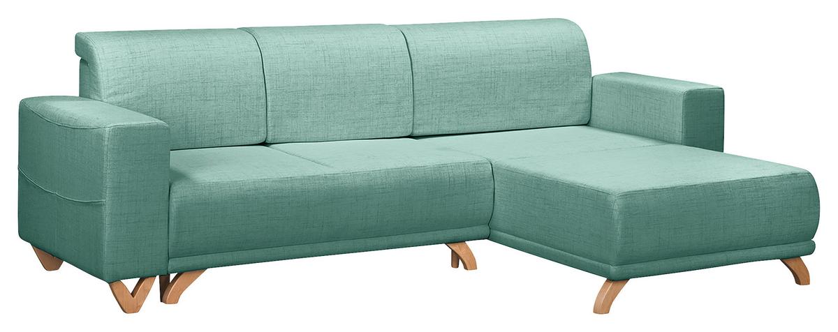 Ecksofa Bellal Mintgrün S: 257x174 Cm - Wengefarben/Mintgrün, Design, Textil (257/174cm) - Livetastic