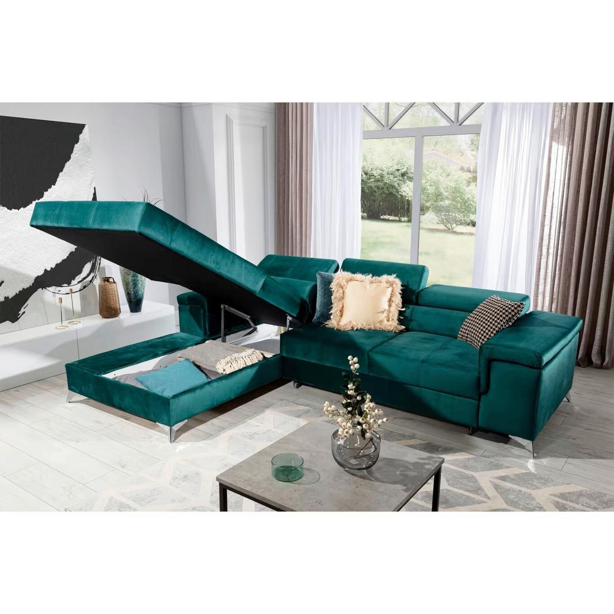 Ecksofa Ricardo Grün S: 205x281 cm - Silberfarben/Grün, Design, Textil (205/281cm) - MID.YOU