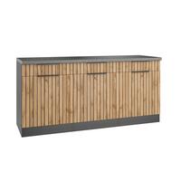 Küchenunterschrank Liverpool Graphit, Eiche Dekor B: 180 cm - Schieferfarben/Eiche Wotan, Basics, Holzwerkstoff (180/85/60cm) - Held