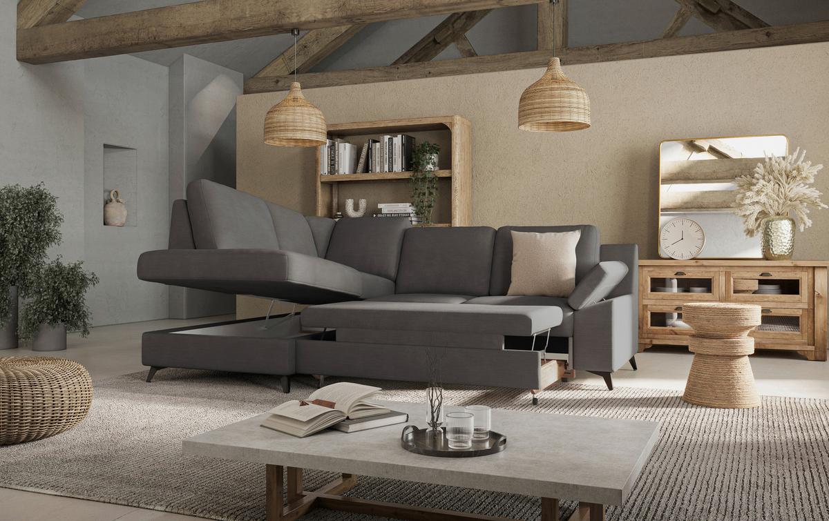 Ecksofa Boom, Dunkelgrau S: 170x242 cm - Dunkelgrau/Schwarz, KONVENTIONELL, Textil (170/242cm) - Cotta