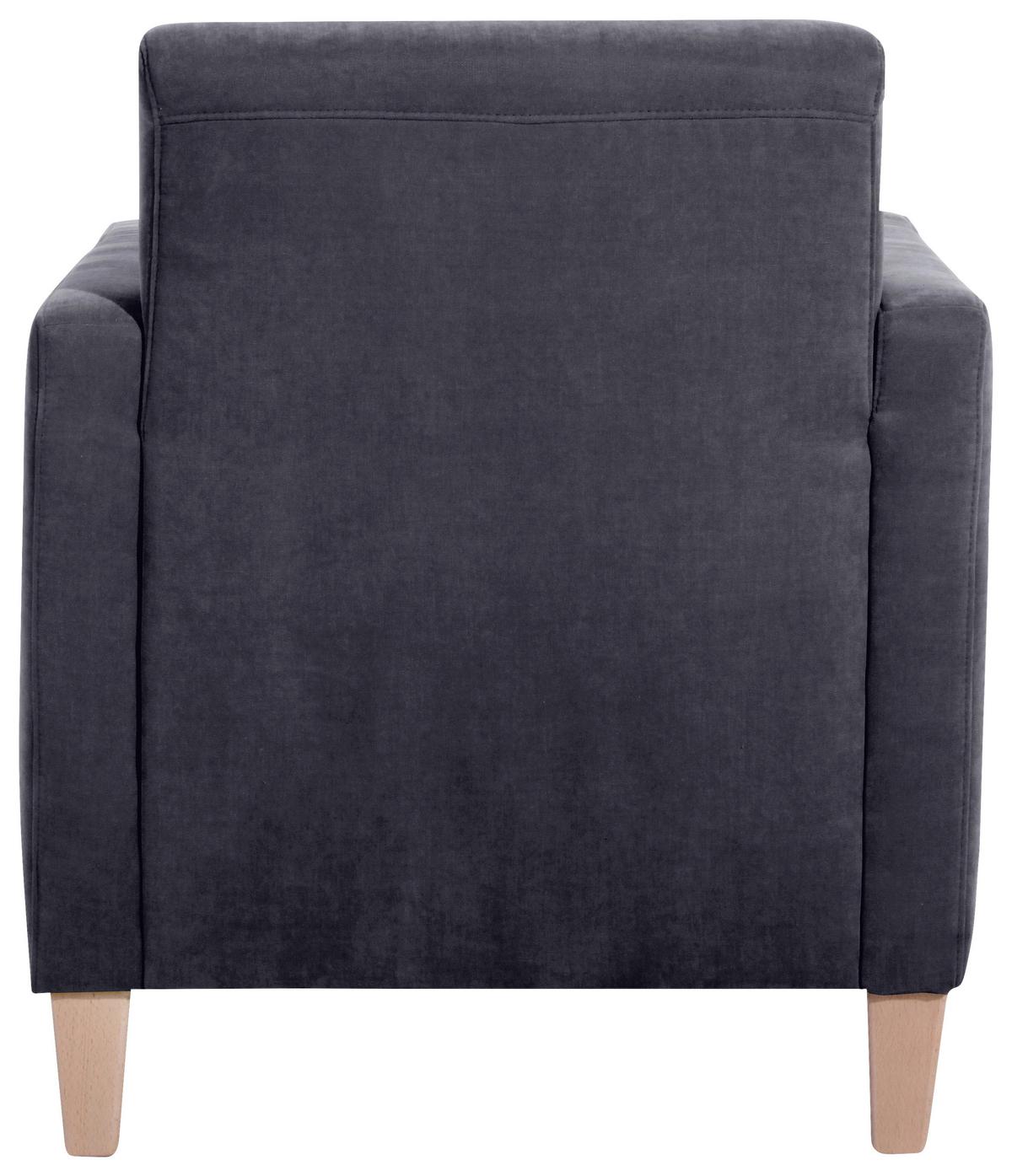 Polstersessel Mit Armlehnen Milla Samt Anthrazit - Anthrazit/Naturfarben, Design, Textil (71/81/70cm) - Max Winzer