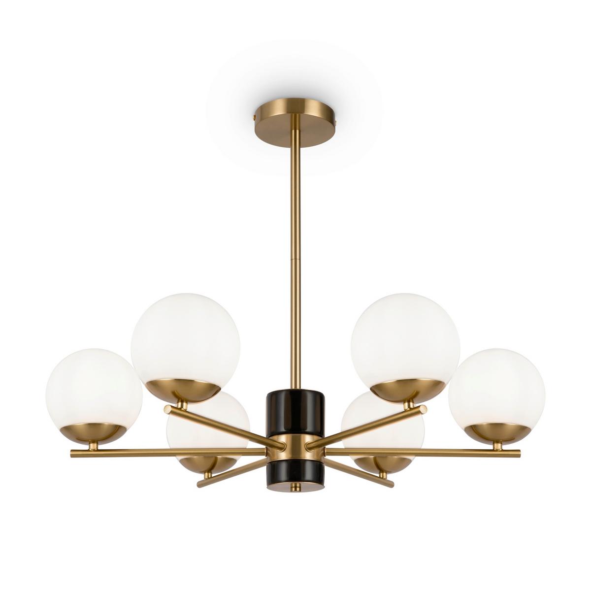 Pendelleuchte Marble - Messingfarben/Weiß, Trend, Glas/Metall (67/56cm) - MAYTONI