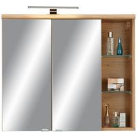 ZRCADLOVÁ SKŘÍŇKA FLOAT -EXKLUSIV- - barvy dubu/barvy chromu, Moderní, kov/kompozitní dřevo (80/70/23cm) - Premium Living
