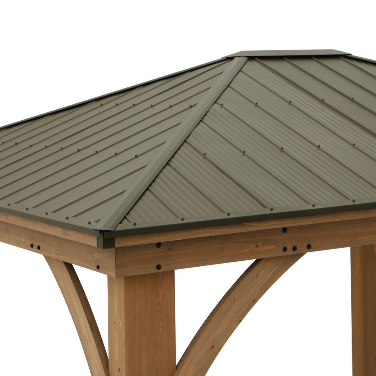 Pavillon Devon 427x365cm wetterfest - Bronzefarben/Mokka, Basics, Holz/Metall (427/317,5/365cm)
