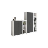 AKTENSCHRANK OFFICE EDITION - SW SET 4 - Anthrazit/Weiß, MODERN, Holzwerkstoff (128,5/185,6/33cm) - MID.YOU