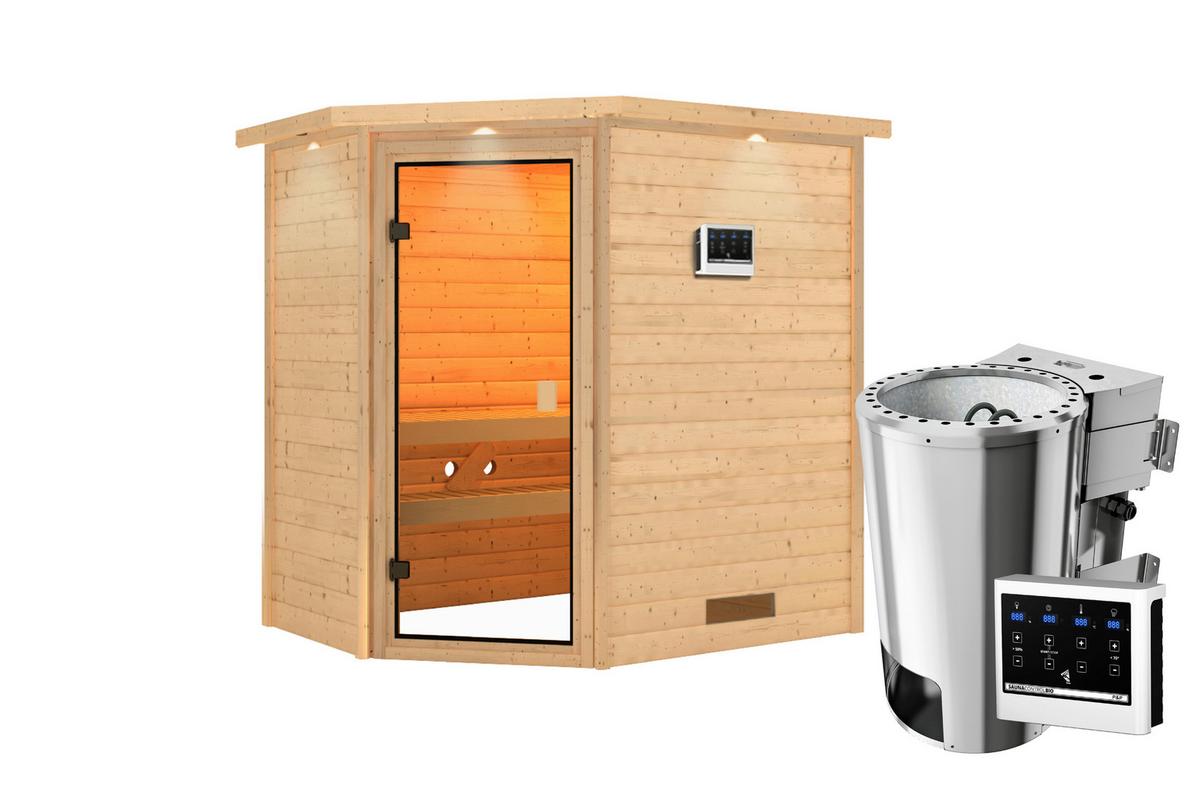 Sauna Helen Eck 196/187/145 cm - Fichtefarben, Basics, Holz (196/187/145cm)