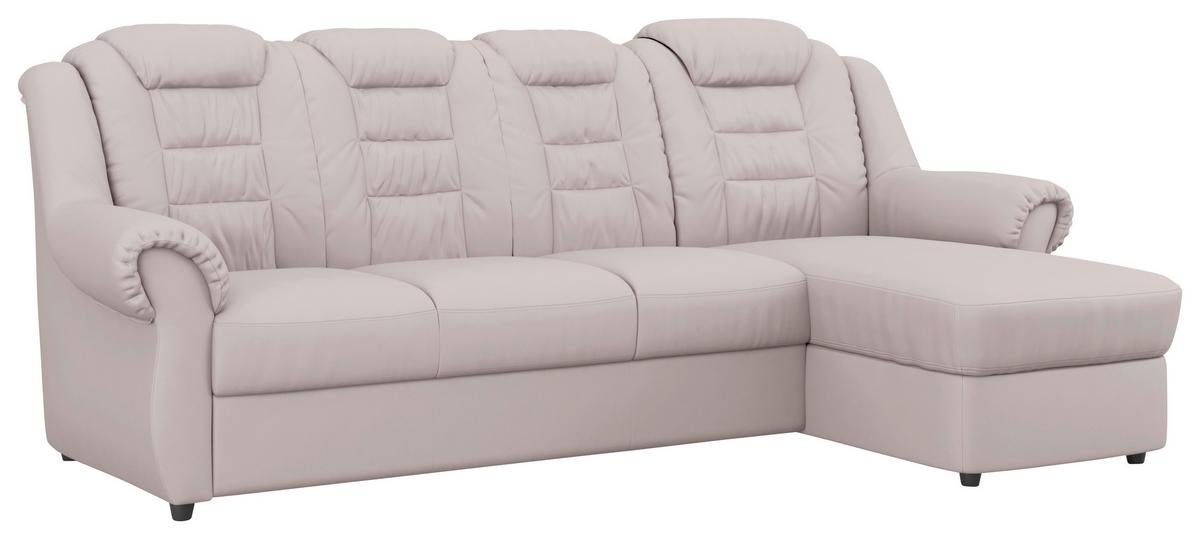 Ecksofa Boston Hellgrau Lederlook - Hellgrau/Schwarz, KONVENTIONELL, Textil (262/165cm) - Livetastic
