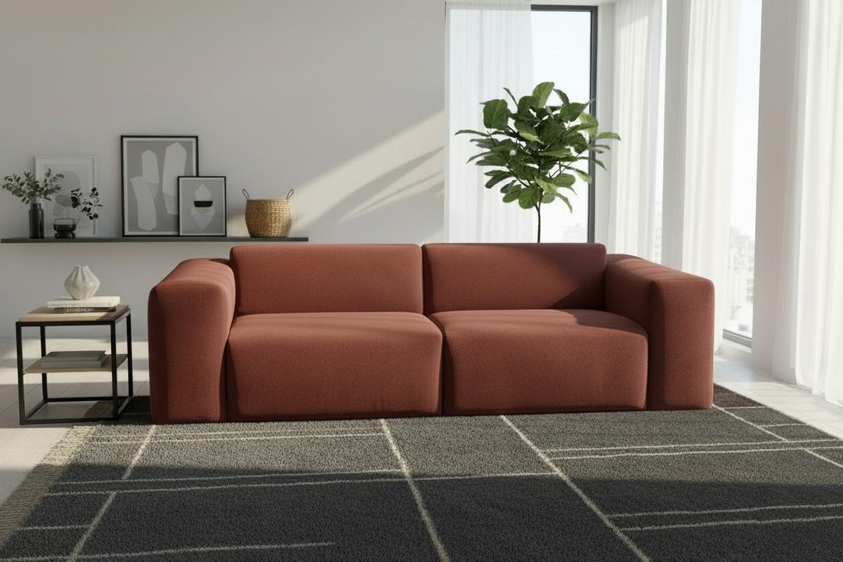 3-sitzer-sofa Manne Rostfarben B: 266 Cm - Rostfarben/Schwarz, Design, Textil (266/76/116cm) - MID.YOU