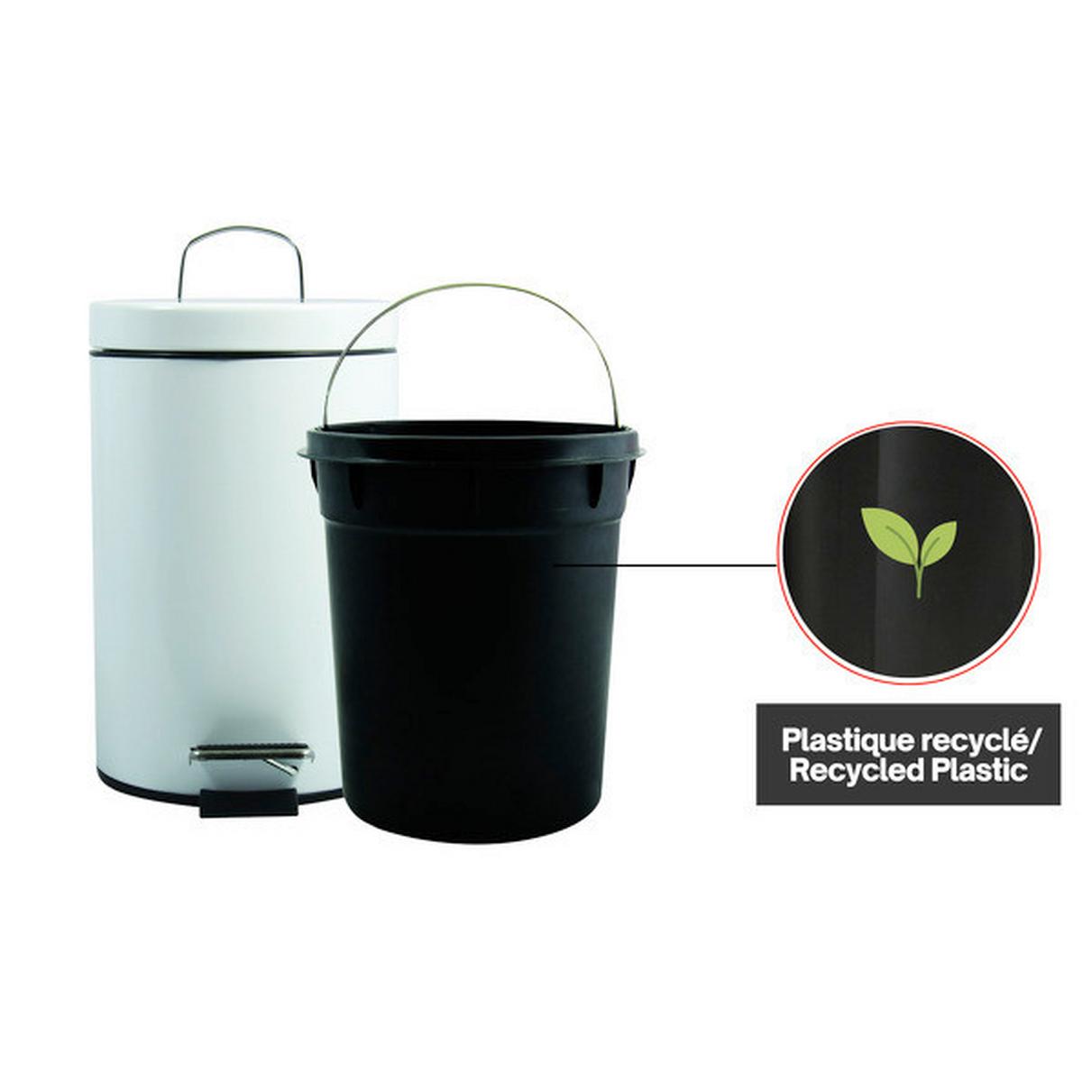 Treteimer Unis 3l Weiß Metall DxH: 17x25 cm - Schwarz/Weiß, Basics, Kunststoff/Metall (17/25cm)