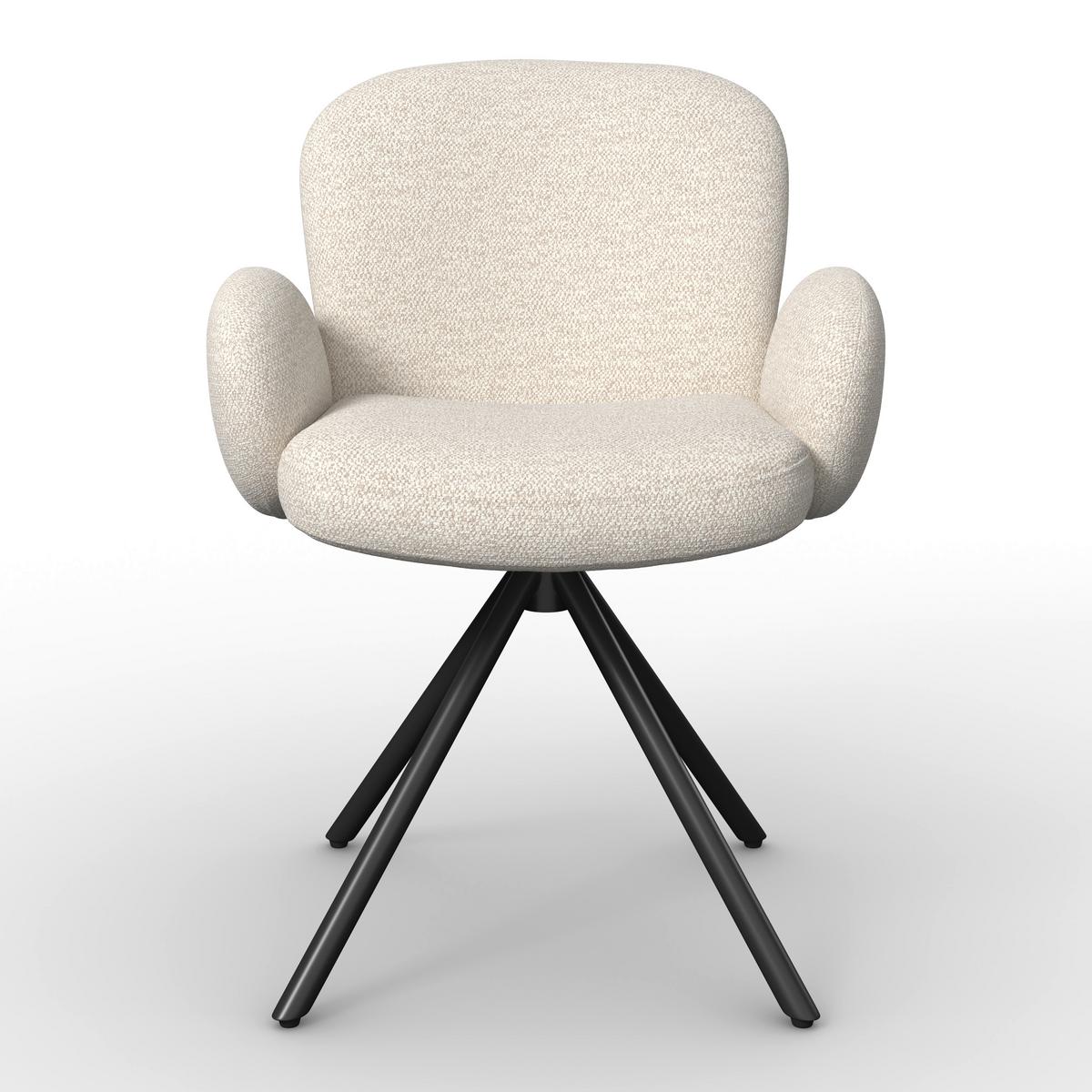 Židle Josea s područkami, krémová - černá/krémová, Moderní, kov/dřevo (64/85/63cm) - Bessagi Home