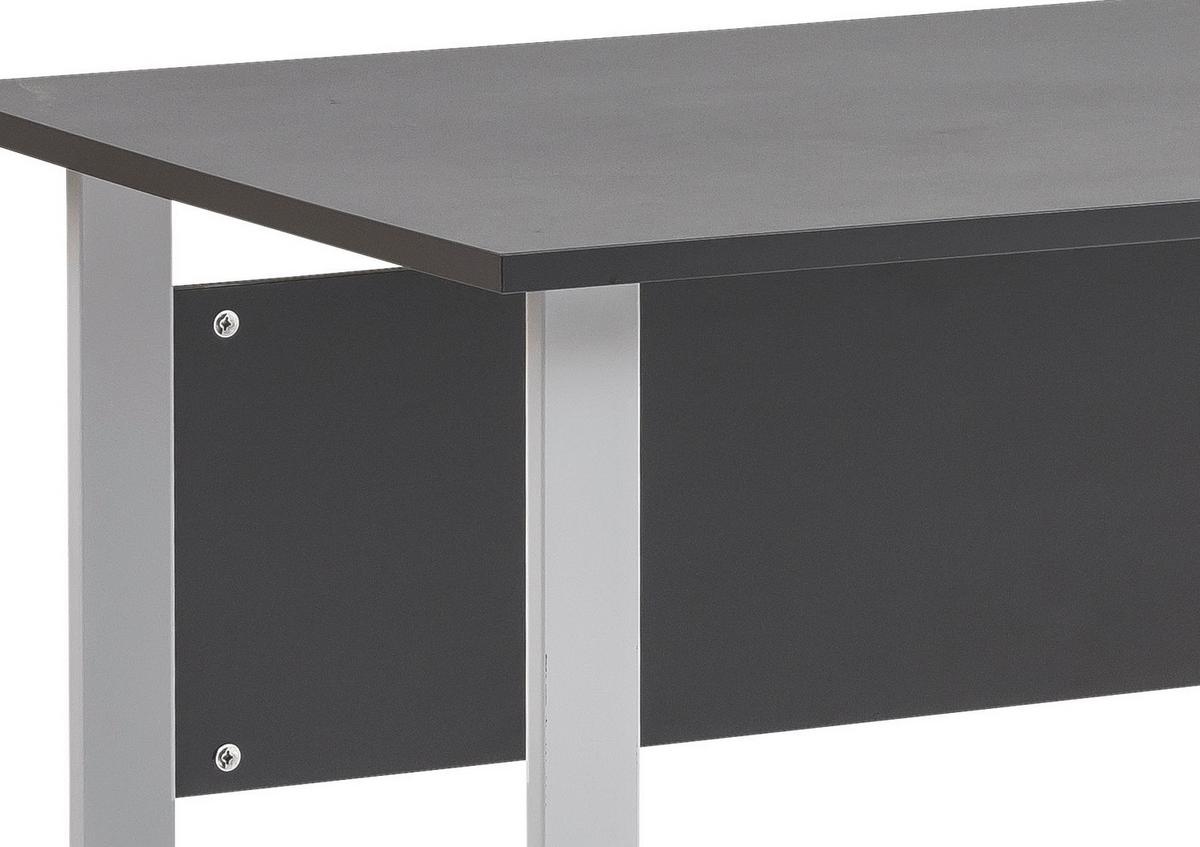 Schreibtisch Serie 1500 Anthrazit - Anthrazit/Alufarben, KONVENTIONELL, Holzwerkstoff/Metall (160/65/73,2cm) - MID.YOU