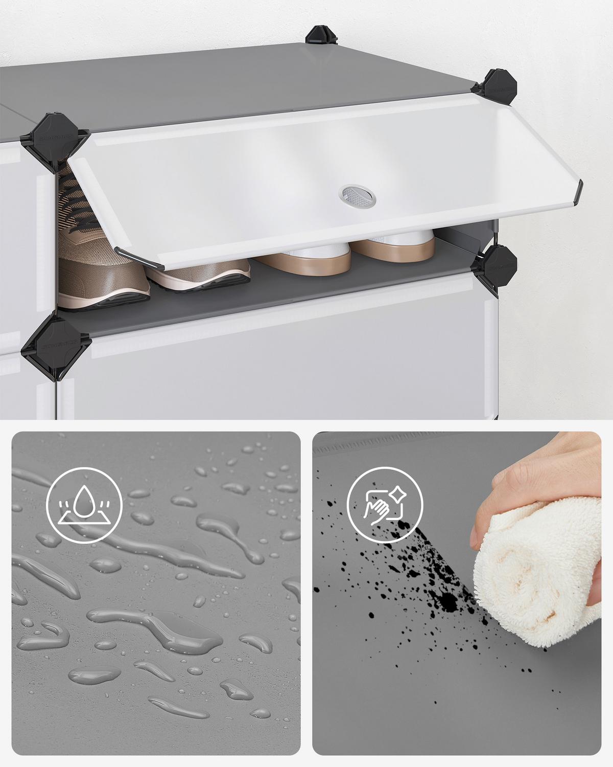 Schuhregal Grau B: 43 cm - Grau, Basics, Kunststoff/Metall (43/173/31cm)