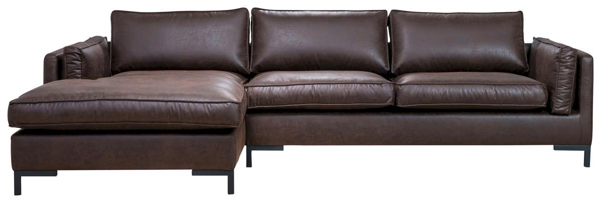 Ecksofa Packo - Dunkelbraun/Schwarz, Design, Textil (160/295cm) - Livetastic