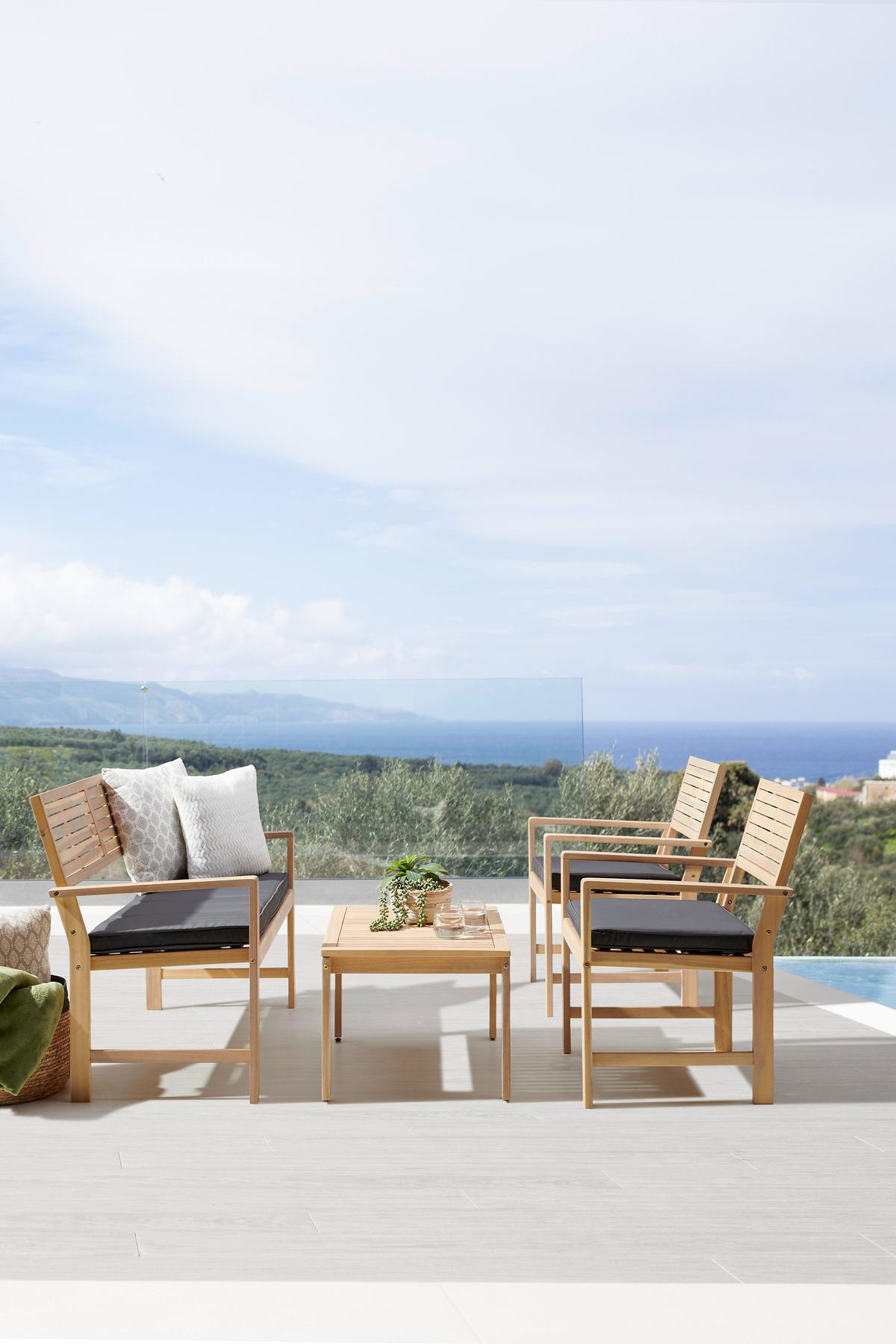 Lounge Garnitúra Bergen - akáciaszínű/sötétszürke, Modern, textil/fa (73cm) - Beldano