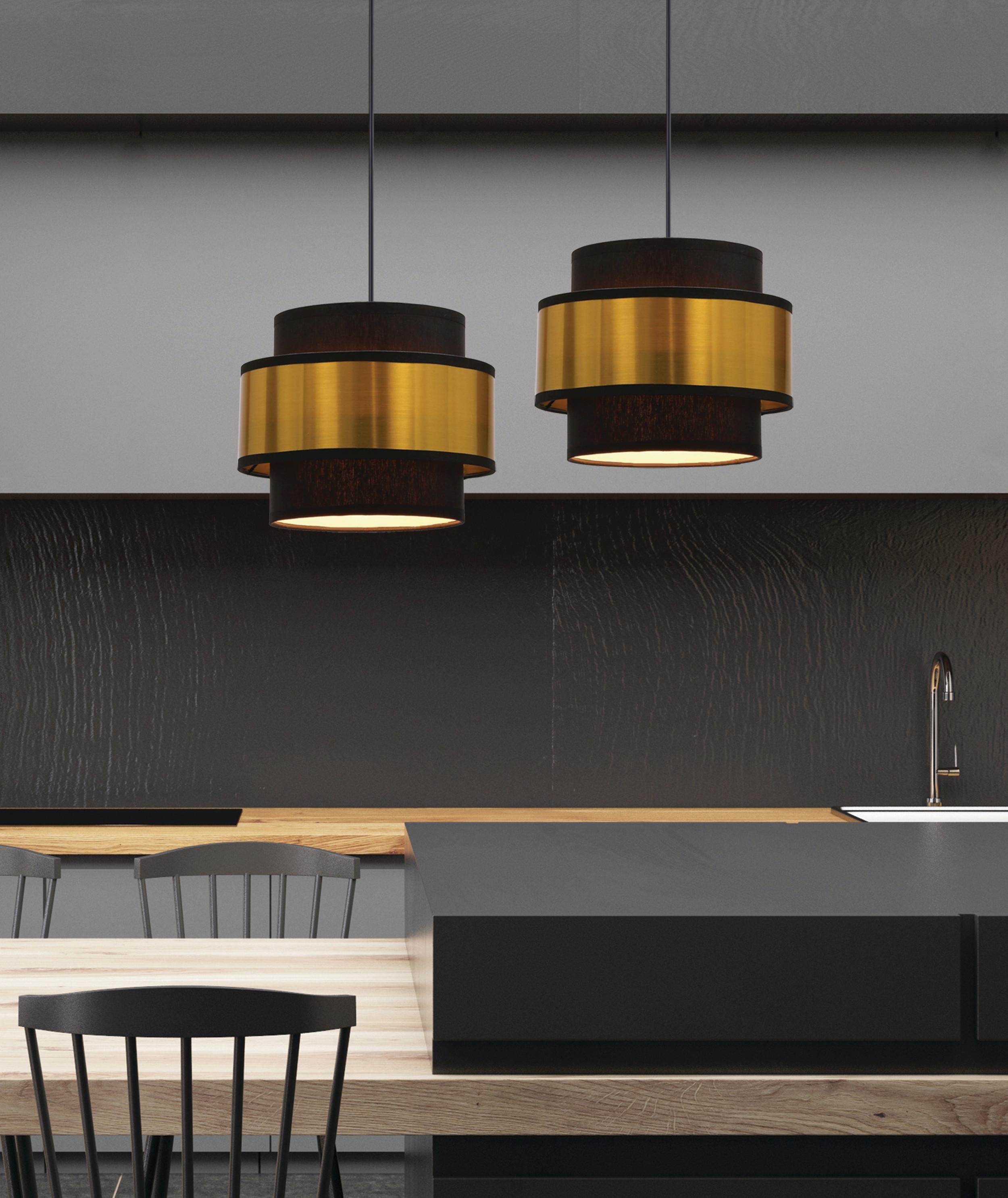 Pendelleuchte 32-17925 Prestige - Goldfarben/Schwarz, Design, Kunststoff/Metall (55/20/100cm)