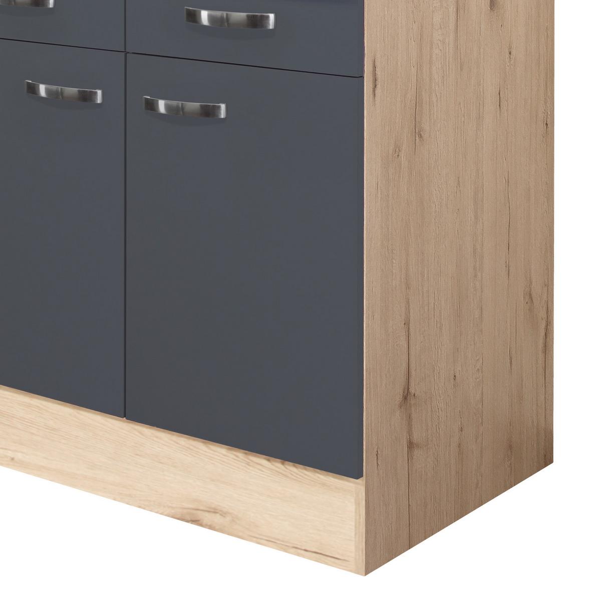 Küchenunterschrank Shadow B: 80 cm Grau/Eiche Dekor - Dunkelgrau/Eiche San Remo, MODERN, Holzwerkstoff (80/85/60cm)