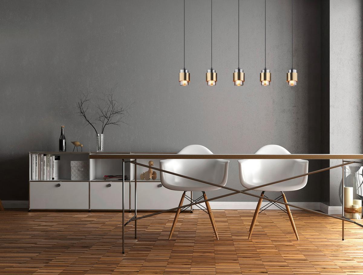 Hängeleuchte 15560-5h Milley - Messingfarben/Schwarz, Design, Glas/Metall (105/10/150cm) - Globo