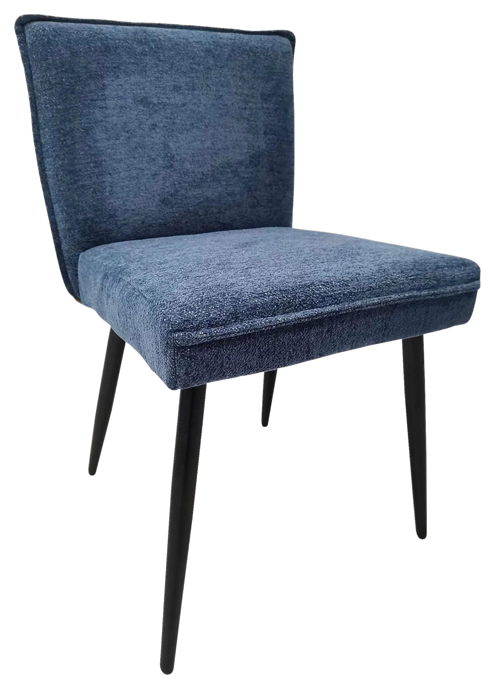 Esszimmerstuhl Cory Blau/Braun Gepolstert - Blau/Schwarz, MODERN, Textil/Metall (57/84/48cm) - MID.YOU