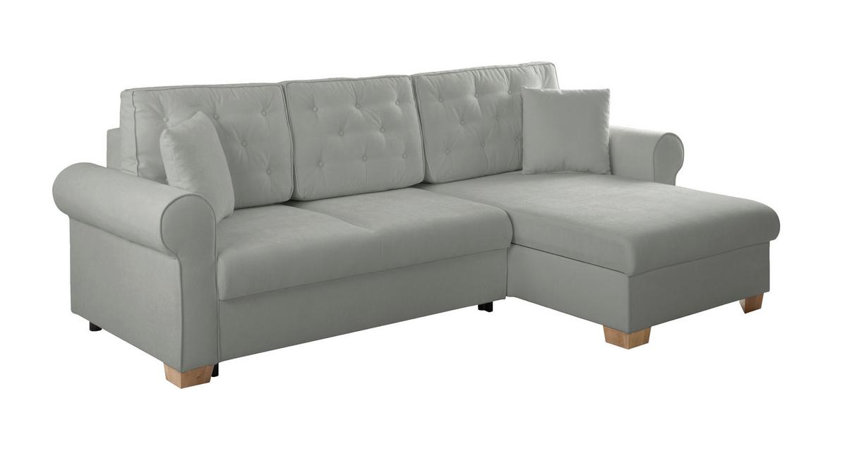 Ecksofa Arles Dunkelgrau 89 S: 266x161 Cm - Dunkelgrau/Buchefarben, Design, Textil (266/161cm) - MID.YOU