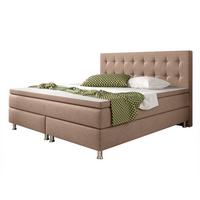 Boxspringbett Mit Topper 180x200 Köln - Silberfarben/Cappuccino, KONVENTIONELL, Textil (180/115/210cm) - MID.YOU