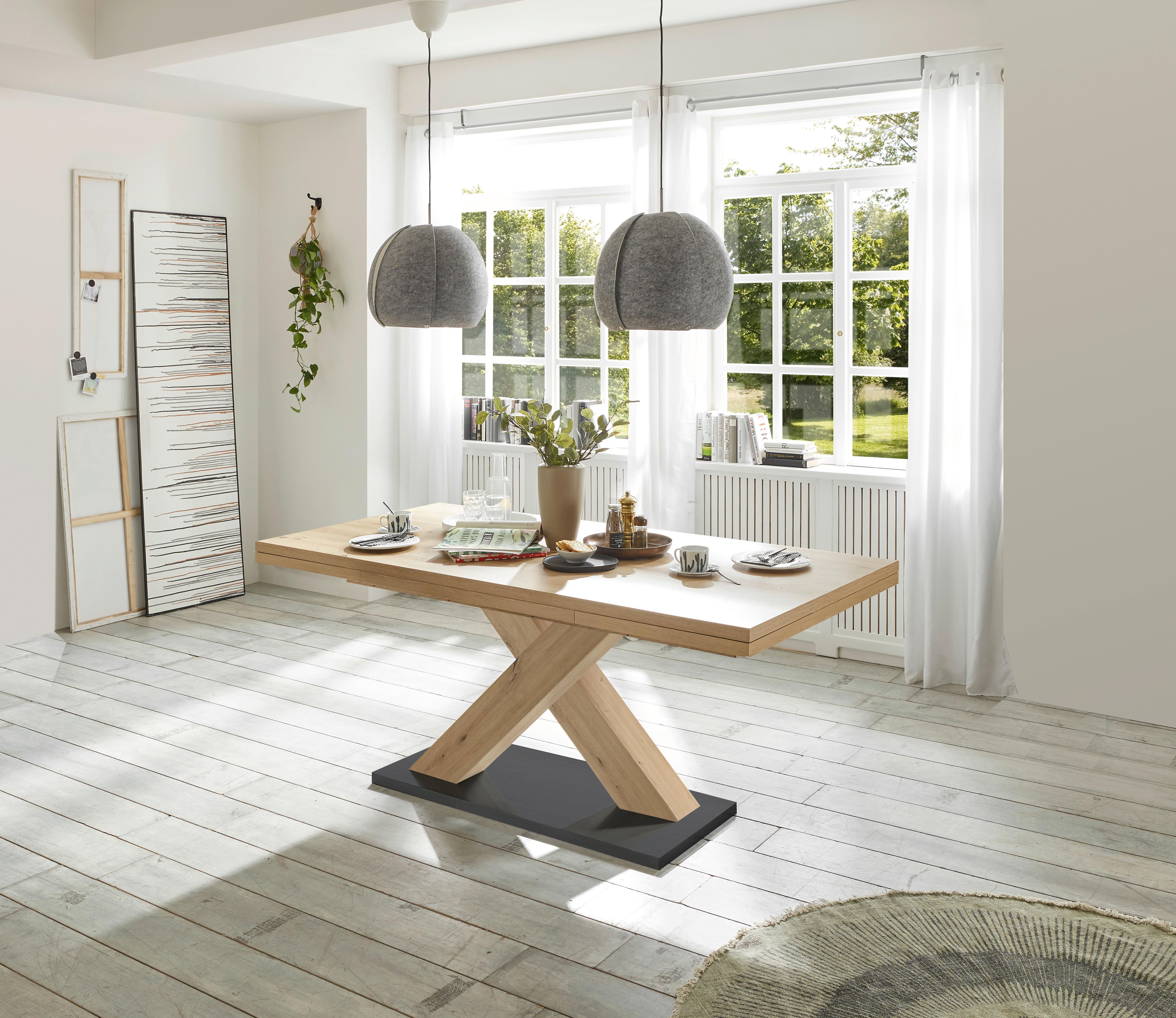 Rozťahovací stôl KOMFORT 180-280 - čierna/dub artisan, Modern, kompozitné drevo (180-280/90/76cm) - Based