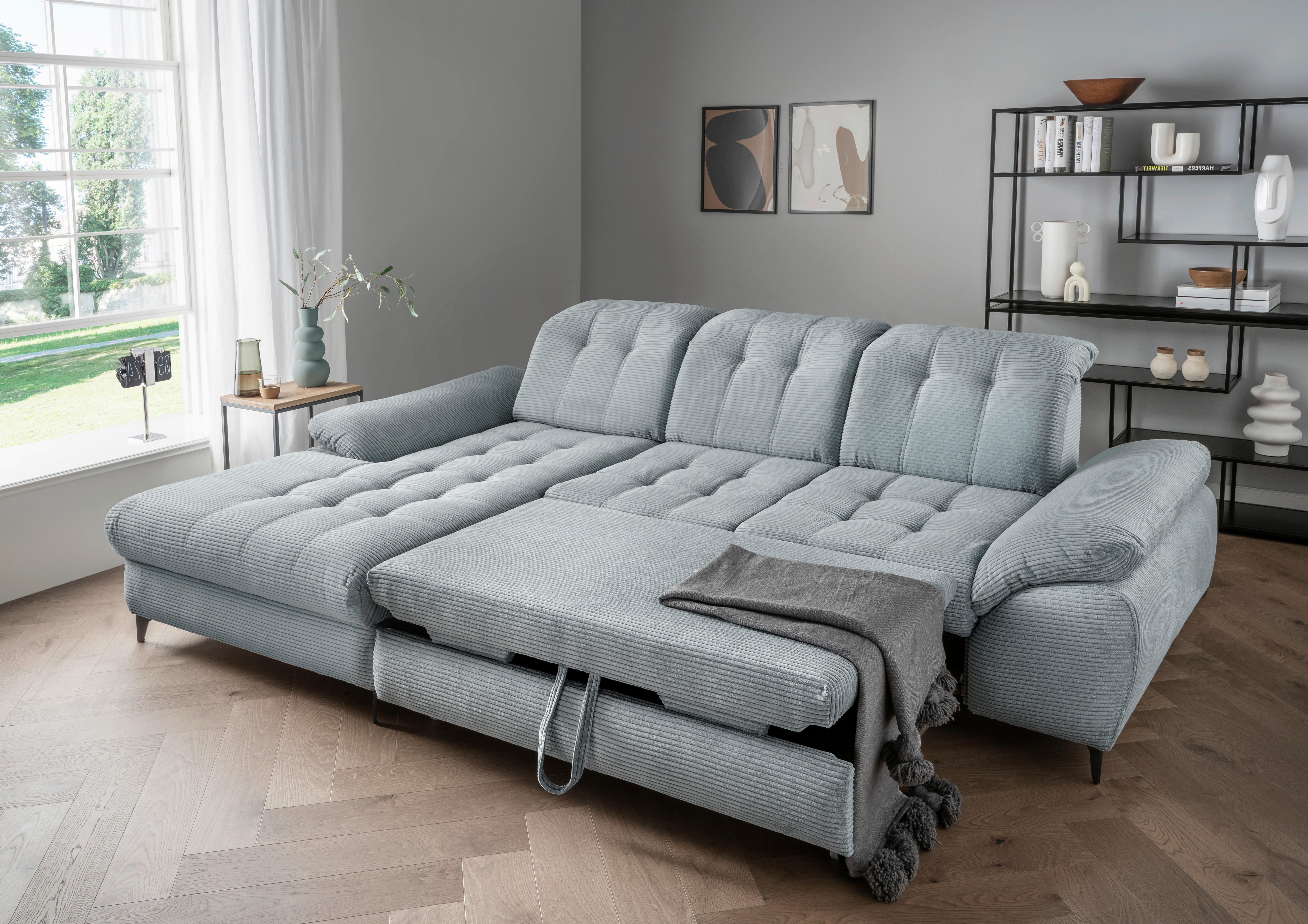 Eckschlafsofa Delphino Hellblau S: 189x273 cm - Schwarz/Hellblau, MODERN, Textil (189/273cm) - Livetastic