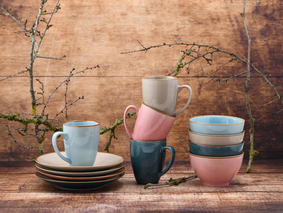 Kaffeeservice Keramik 4 Personen Geschirr Set - Multicolor, Keramik - Creatable