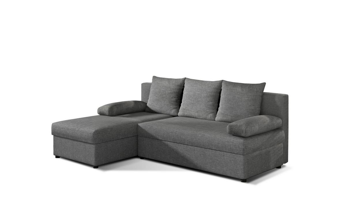 Ecksofa Gino Grau S: 201x143 Cm - Schwarz/Grau, Design, Textil (201/143cm) - MID.YOU
