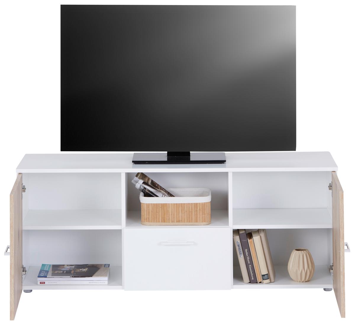 Tv-elem Alex - tölgyfa színű/fehér, Konventionell, faalapú anyag (135/54/37cm)