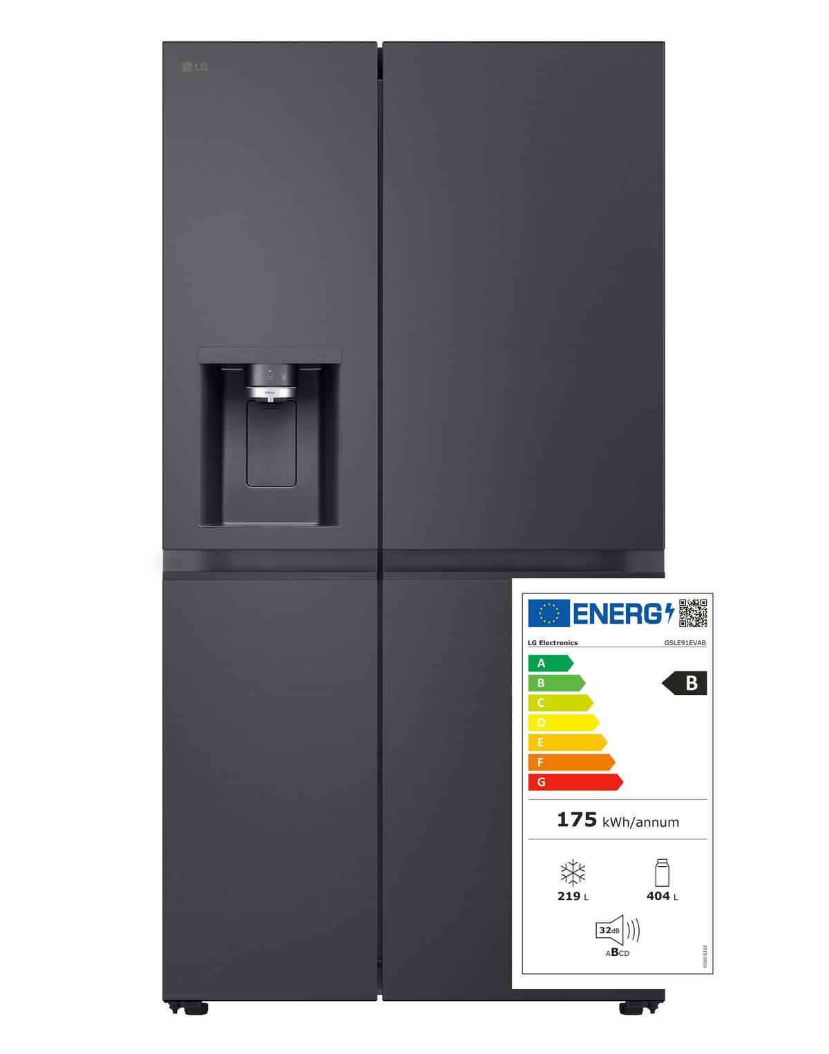 Kühl-gefrier-kombination Lg Gsle91evab - Schwarz, Basics, Metall (92,5/179/73,1cm) - LG