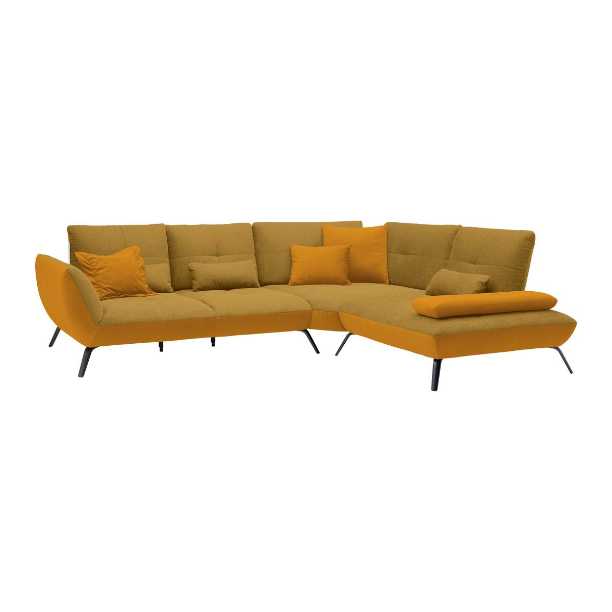 Rohová sedačka TRENDY, pravá, zlatá / hořčicově žlutá - černá/barvy zlata, Moderní, kov/kompozitní dřevo (310/93/250cm) - Premium Living