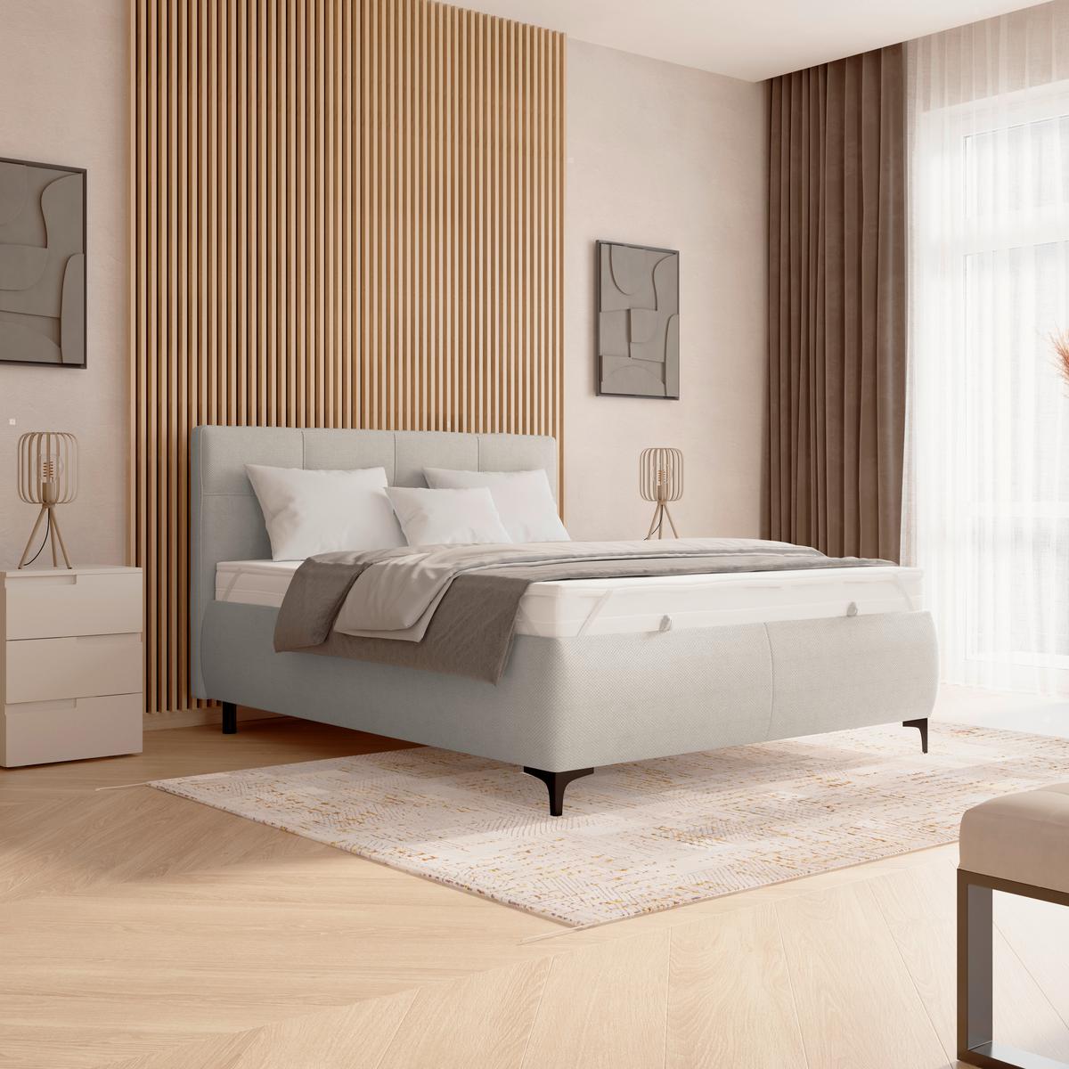 Polsterbett Zeni 140 - Hellgrau/Schwarz, KONVENTIONELL, Holz/Textil (140/200cm)