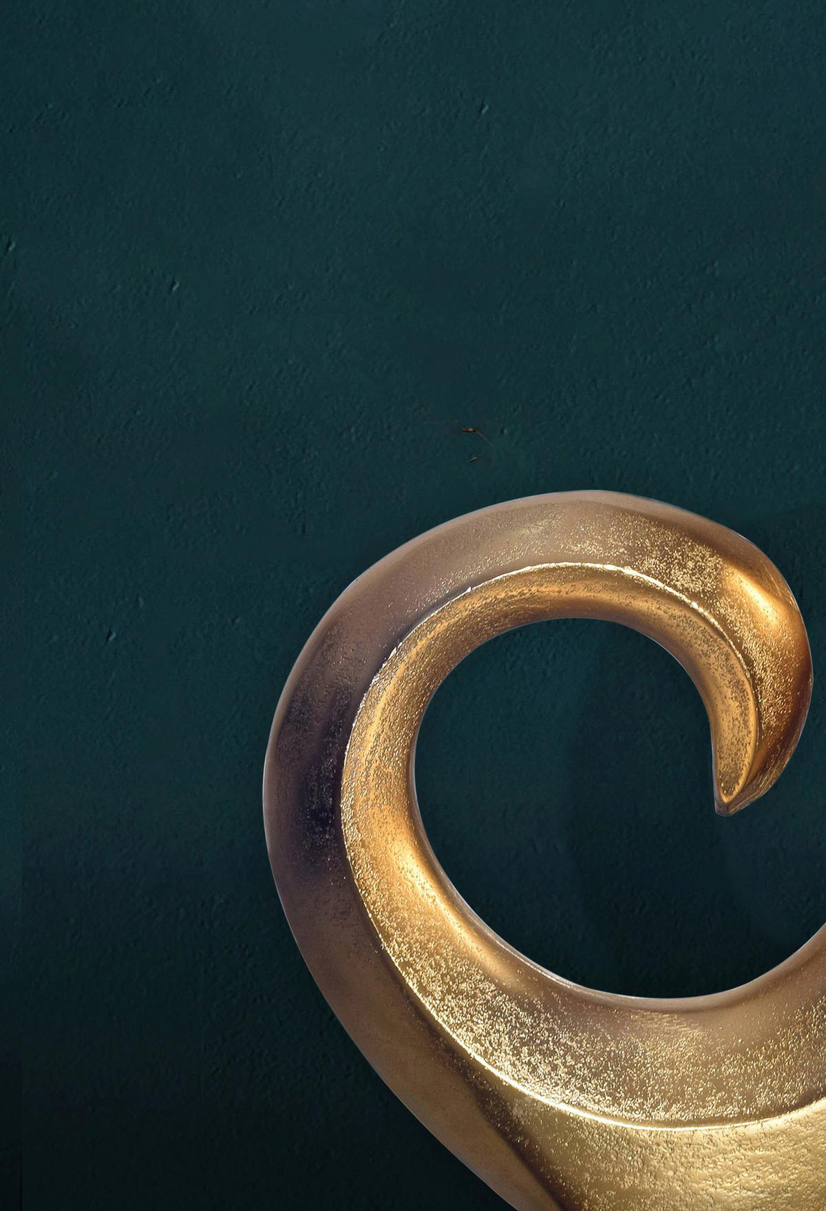 Dekovase Spirale Goldfarben B: 26 Cm - Goldfarben, Design, Metall (26/47/8cm) - Livetastic