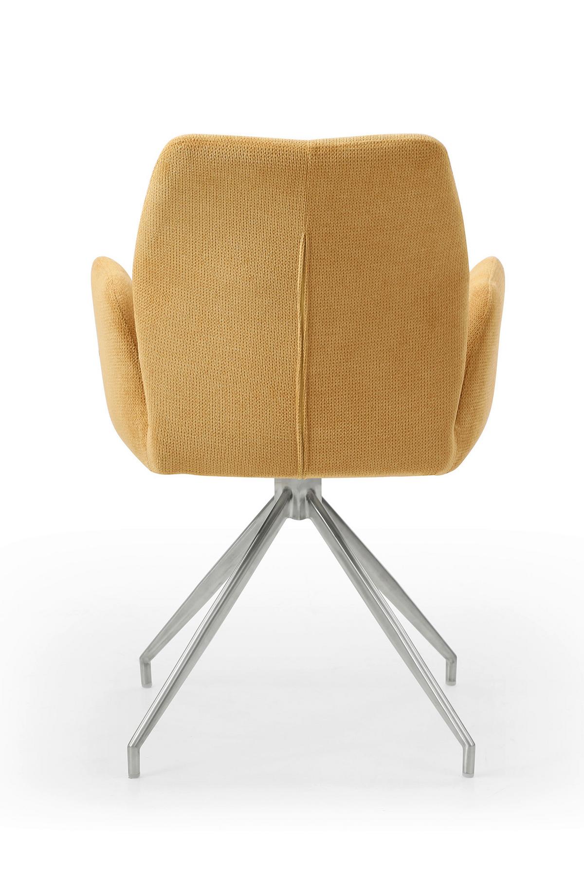 Tischgruppe Gelb/Cognac L: 160cm - Cognac/Gelb, MODERN, Holz/Textil (160/85/77cm) - Livetastic