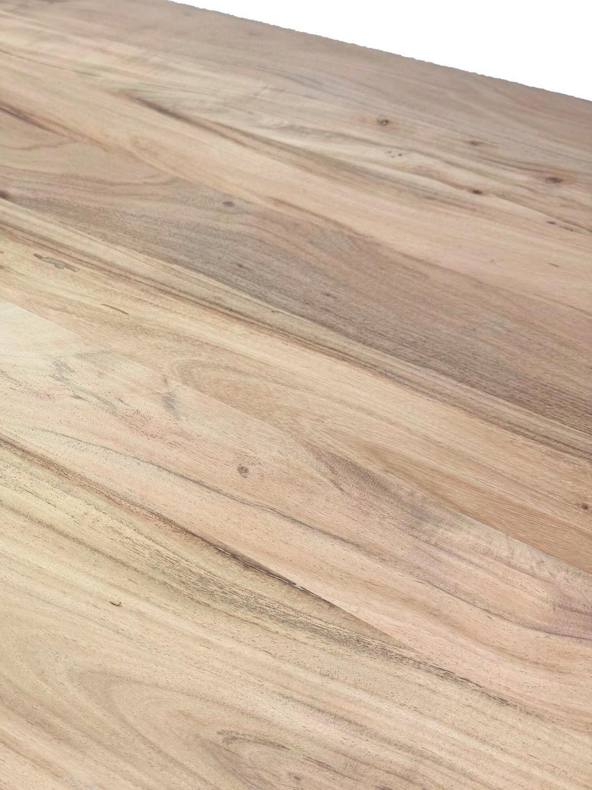 SCHREIBTISCH Echtholz Akazie B: 180cm - Schwarz/Akaziefarben, Design, Holz/Metall (180/77/90cm) - Livetastic