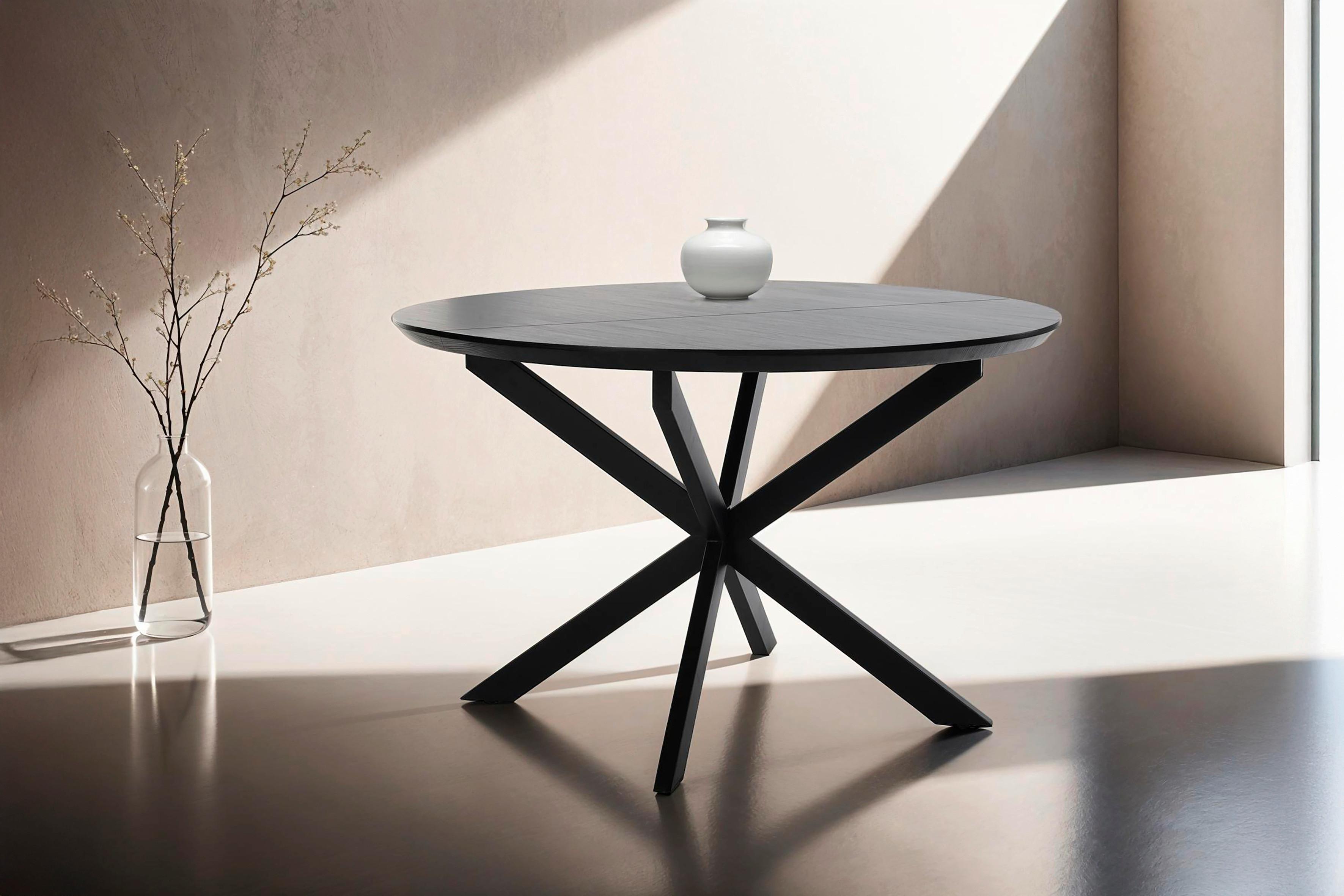Ausziehtisch Oregon B: 120-160 Cm - Schwarz, Design, Holzwerkstoff/Metall (120-160/110/76cm) - MID.YOU