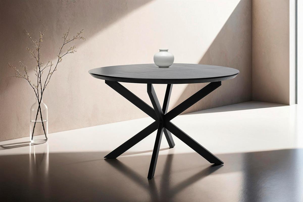 Ausziehtisch Oregon B: 120-160 cm - Schwarz, Design, Holzwerkstoff/Metall (120-160/110/76cm) - MID.YOU