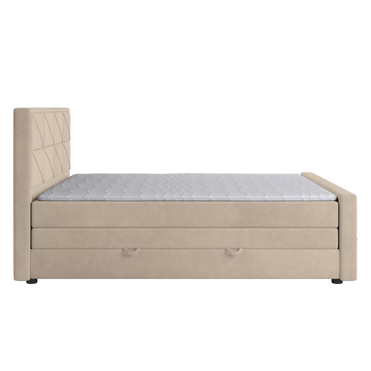 Boxspringbett mit Bettkasten Helsinki 180x200 cm Beige - Beige/Schwarz, MODERN, Holz/Kunststoff (180/200cm) - MID.YOU