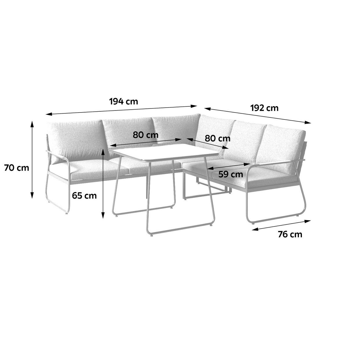 Loungegarnitur Granada - Dunkelgrau/Naturfarben, MODERN, Glas/Textil (194/192cm) - Beldano