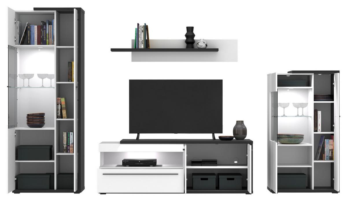 Wandboard Ambiente B: 140 cm Alpinweiss, Anthrazit - Anthrazit/Weiß, MODERN, Holzwerkstoff (140/25/20cm)