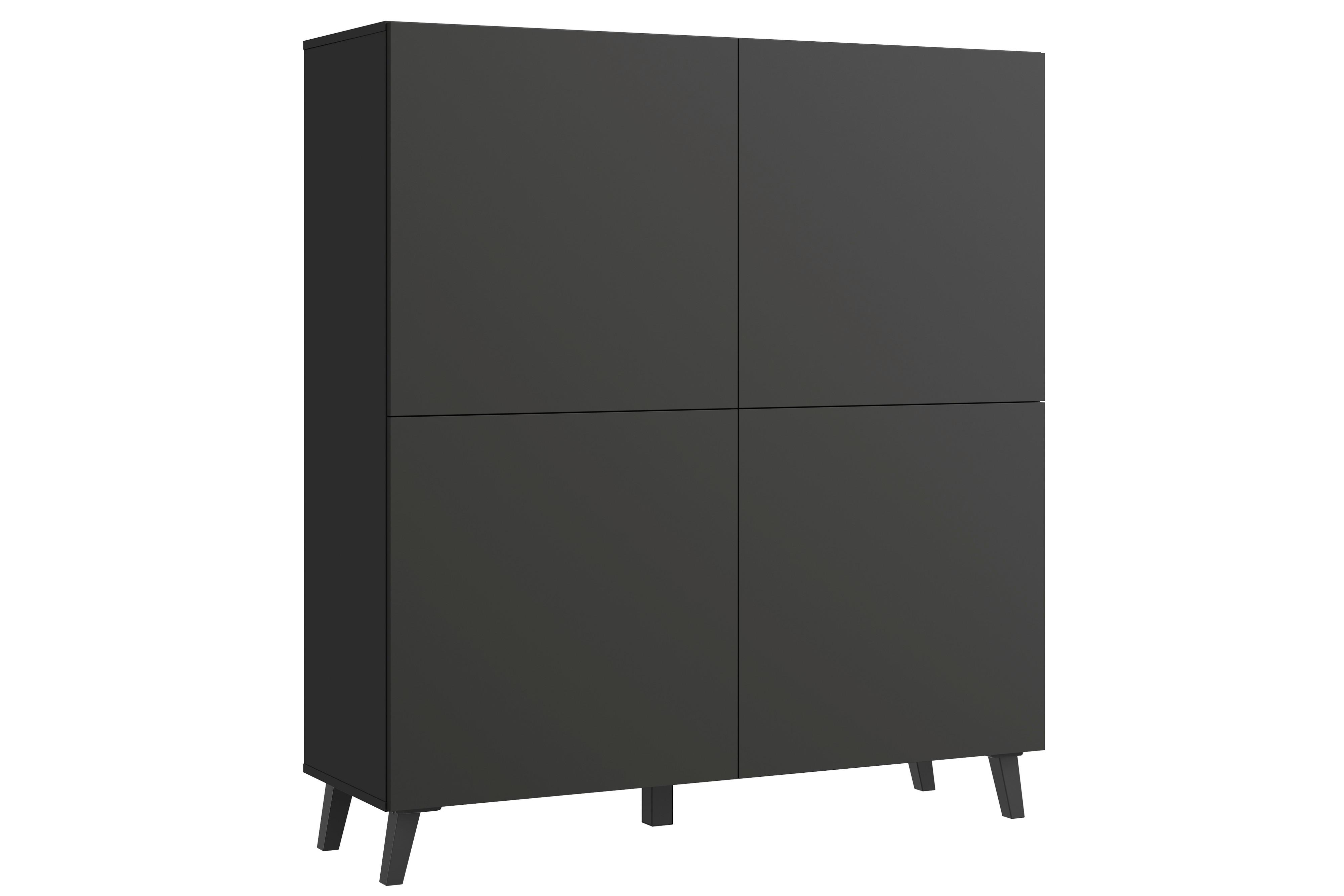 Highboard Phuket 120 Schwarz B: 120 cm - Schwarz, Design, Holzwerkstoff (120/128/39cm) - P & B