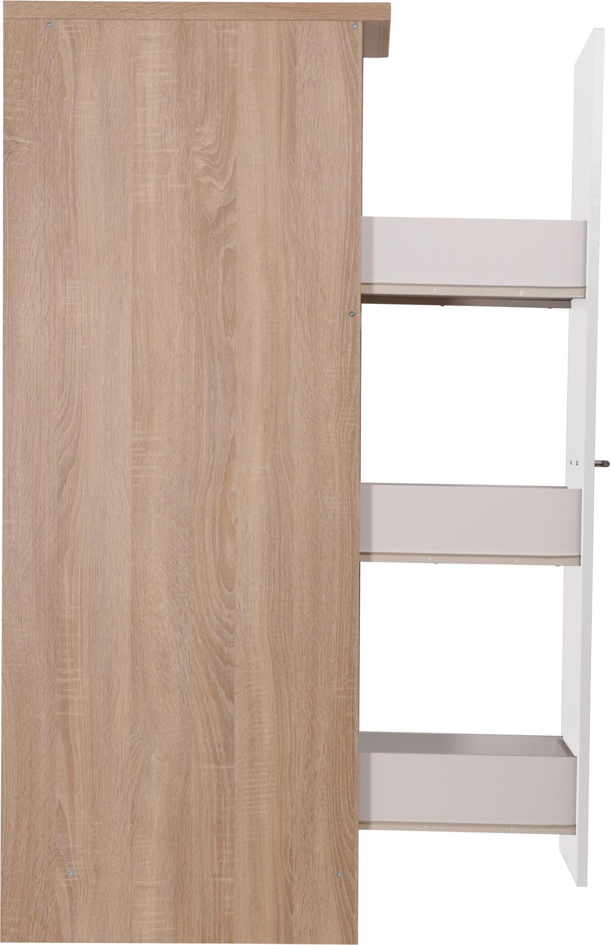 Apothekerschrank Merle Weiß, Eiche Dekor B:30cm - Eichefarben/Weiß, Basics, Holzwerkstoff (30/144,8/60cm) - Respekta