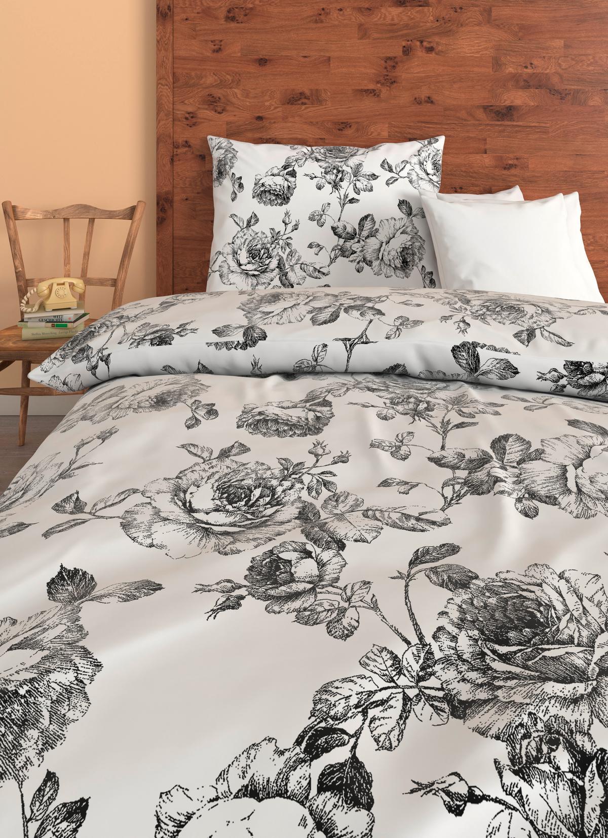 Bettwäsche Rose - Schwarz, ROMANTIK / LANDHAUS, Textil - James Wood