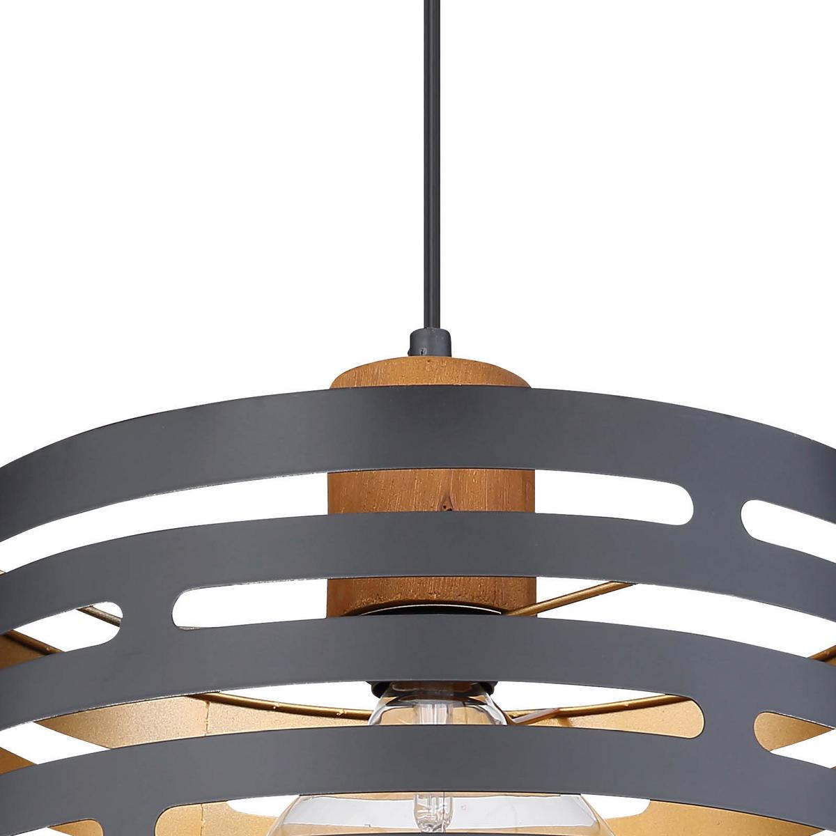 Hängeleuchte Ablona H: 120 Cm 1-Flammig, Holz/metall - Goldfarben/Schwarz, Natur, Holz/Metall (35/120cm) - Globo