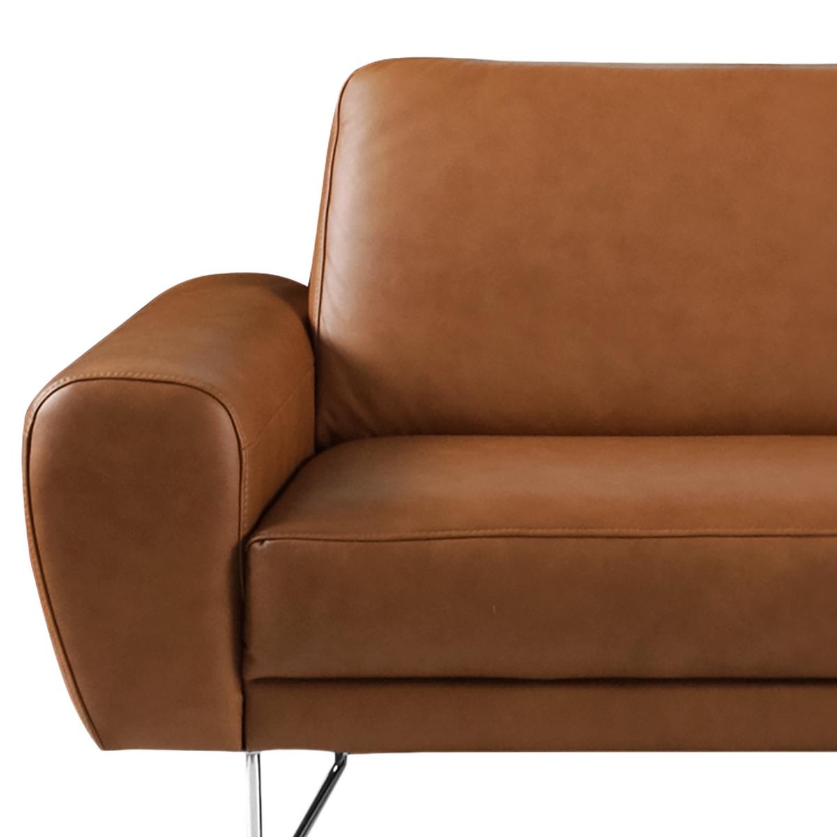 Ecksofa Spring Cognac Chrom B: 207 cm - Chromfarben/Cognac, Design, Leder (207/85/92cm) - Livetastic