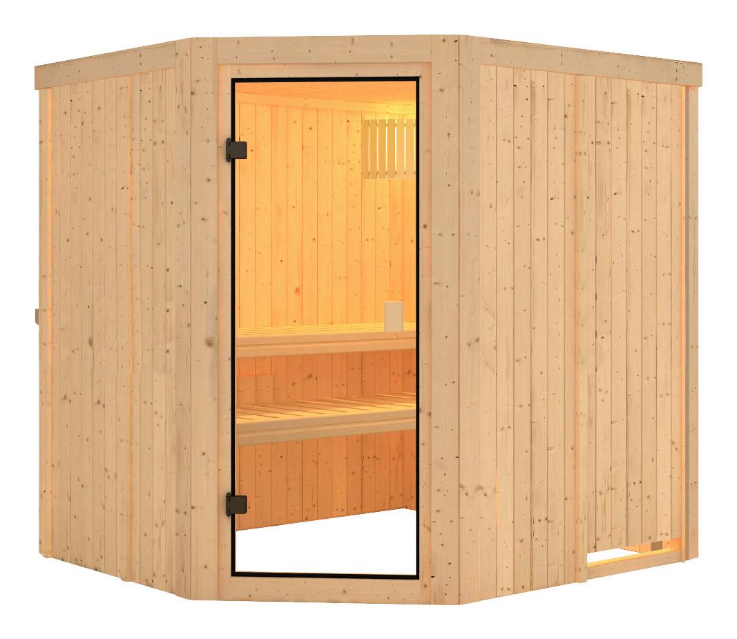 Sauna Toulon Mit Int. Steuerung 196x198x178 Cm - Naturfarben, MODERN, Holz (196/198/178cm) - Karibu